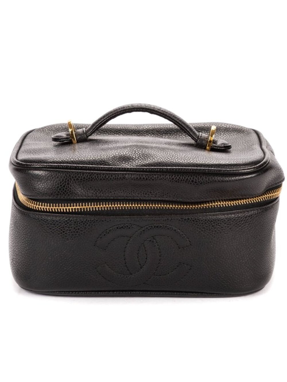 Chanel CC Logo Vanity Bag Black Caviar Leather